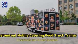 Remorque de camion de restauration mobile personnalisée avec cuisine complète pour pizza, barbecue et crème glacée