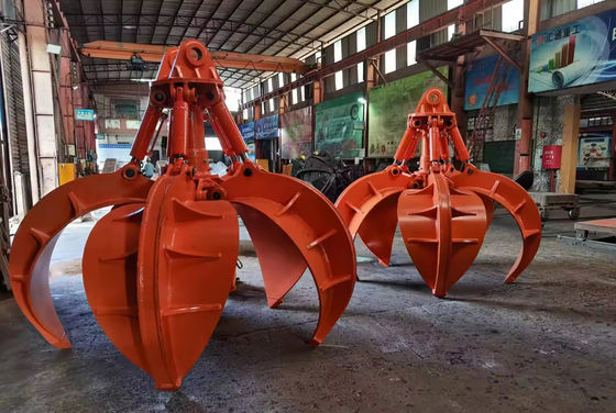 Fabrique personnalisée couleur orange pelure attrape excavateur attachement Q355B attrape hydraulique pour la rotation
