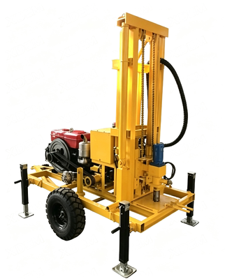 YZ50-150H Hydraulique Diesel Machine de forage de puits d'eau Optionnel roue / châssis à rampe à roues 210m Forage de forage de forage profond Max 400mm Diamètre Variable vitesse Equipement de forage à l'eau pour l'irrigation agricole