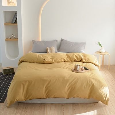 Jaune 100% coton couverture couette lit ensemble coussin cas monté feuille