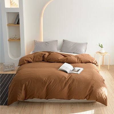 Couverture de couette en coton pur brun moderne, lit, coussinet