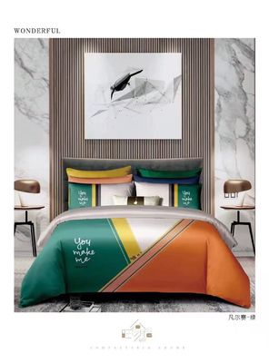 Nouveauté 100% coton réactif à longue étagère imprimé sur mesure couverture de couette Lit ensemble textile