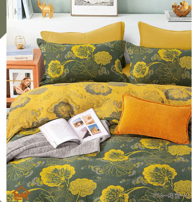 Jaune et vert European Jacquard Lit de coton articles ménagers taille personnalisée