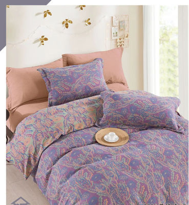 Couverture de lit en coton 100% lavé peigné couleur tissée couverture de couette en jacquard européen