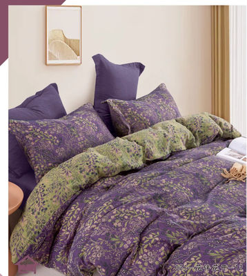 Ensemble de literie en coton lavé en tissage de couleur en double jacquard