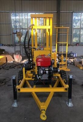 YZ50-150H Hydraulique Diesel Machine de forage de puits d'eau Optionnel roue / châssis à rampe à roues 210m Forage de forage de forage profond Max 400mm Diamètre Variable vitesse Equipement de forage à l'eau pour l'irrigation agricole