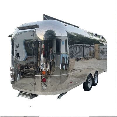 Remorque alimentaire miroir de luxe en acier inoxydable, cuisine Mobile, camion de nourriture Vintage entièrement personnalisé pour café BBQ restauration rapide